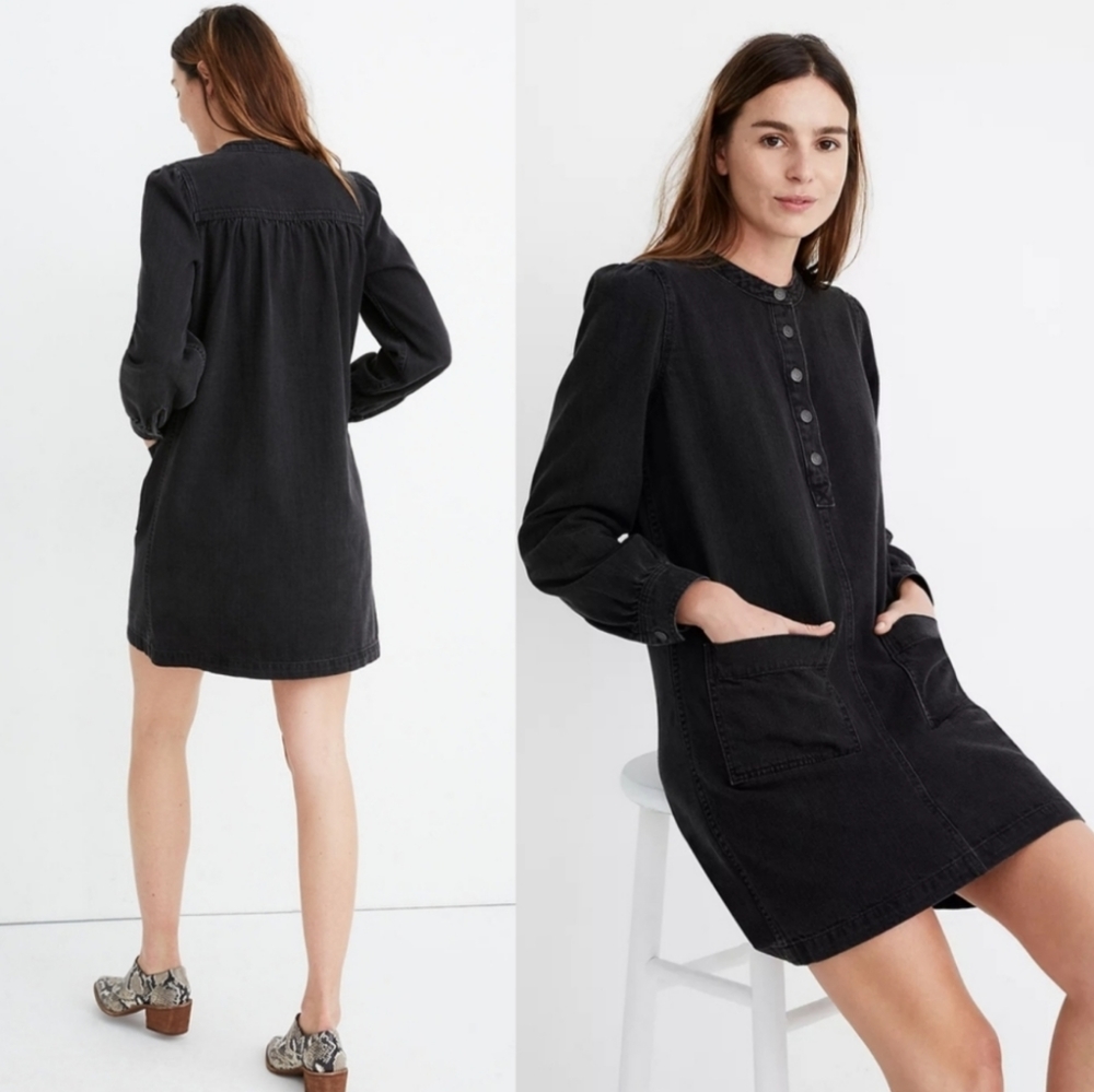 MADEWELL Denim Patch Pocket Popover Shirtdress - Picture 2 of 9